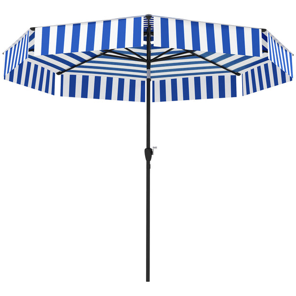 Outsunny 8.6FT Patio Umbrella With Tilt Crank & UPF 30+ Sun Protection 2-Tier Vented Design Navy Blue