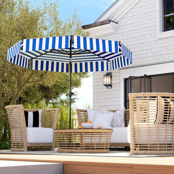 Outsunny 8.6FT Patio Umbrella With Tilt Crank & UPF 30+ Sun Protection 2-Tier Vented Design Navy Blue