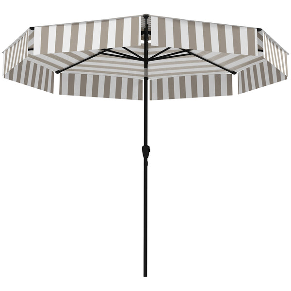 Outsunny 8.6FT Patio Umbrella With Tilt Crank & UPF 30+ Sun Protection 2-Tier Vented Design Light Gray