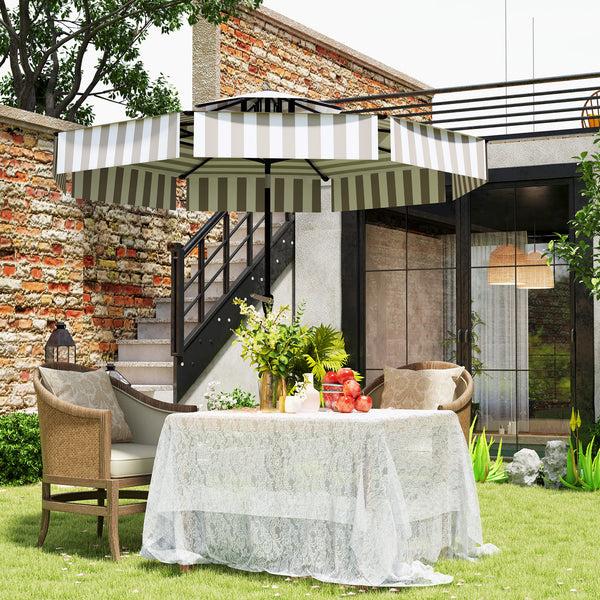 Outsunny 8.6FT Patio Umbrella With Tilt Crank & UPF 30+ Sun Protection 2-Tier Vented Design Light Gray