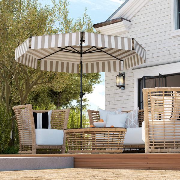 Outsunny 8.6FT Patio Umbrella With Tilt Crank & UPF 30+ Sun Protection 2-Tier Vented Design Light Gray