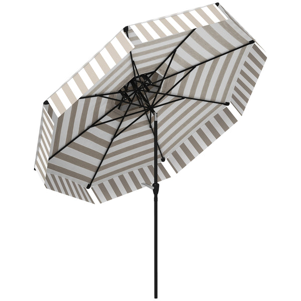outsunny 8.6FT Patio Umbrella with Tilt Crank & UPF 30+ Sun Protection 2-Tier Vented Design Light Gray