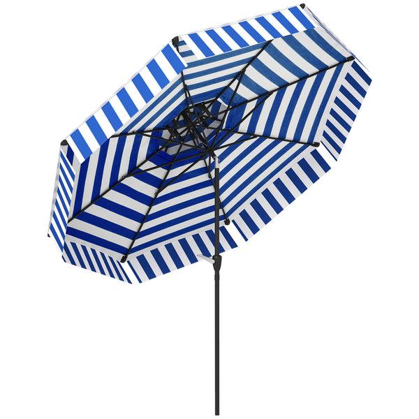outsunny 8.6FT Patio Umbrella with Tilt Crank & UPF 30+ Sun Protection 2-Tier Vented Design Navy Blue outsunny 8.6FT Patio Umbrella with Tilt Crank & UPF 30+ Sun Protection 2-Tier Vented Design Navy Blue
