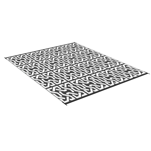 Outsunny 8' X 10' Reversible Outdoor Rug For RV & Camping With Carry Bag Black & White