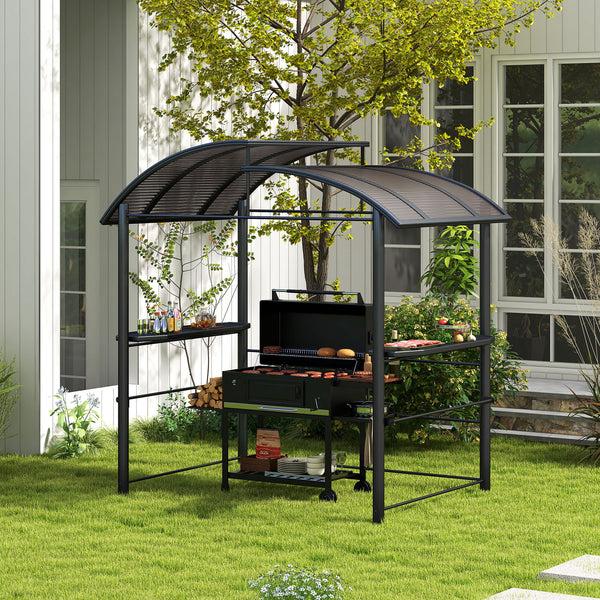 Outsunny 8' X 5' Grill Gazebo Shelter With Vented PC Roof Side Shelves