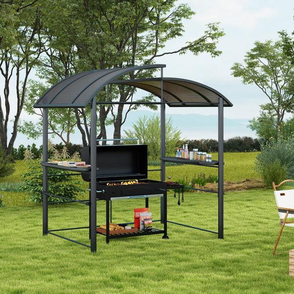 Outsunny 8' X 5' Grill Gazebo Shelter With Vented PC Roof Side Shelves