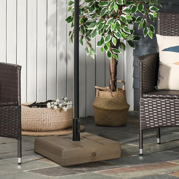 Outsunny 88 Lbs. Fillable Umbrella Base With Steel Umbrella Holder For 1.25" 1.5" Or 2" Umbrella Poles Square & Reversible Heavy Duty Market Umbrella Stand Brown