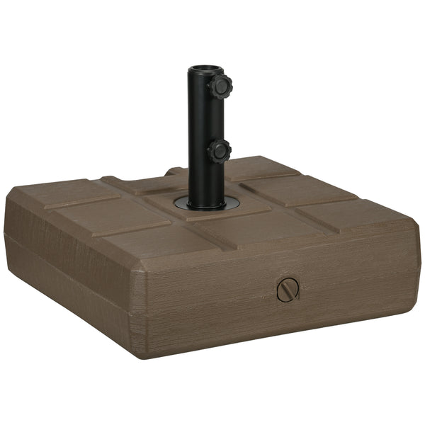 outsunny 88 lbs. Fillable Umbrella Base with Steel Umbrella Holder for 1.25" 1.5" or 2" Umbrella Poles Square & Reversible Heavy Duty Market Umbrella Stand Brown
