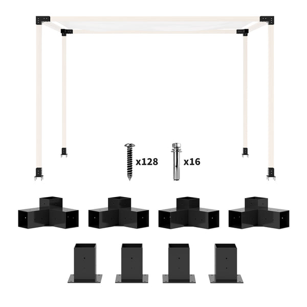 Outsunny 8PCS DIY Pergola Kit Brackets For 3.6"x3.6" Lumber 3-Way & 4-Way Corners