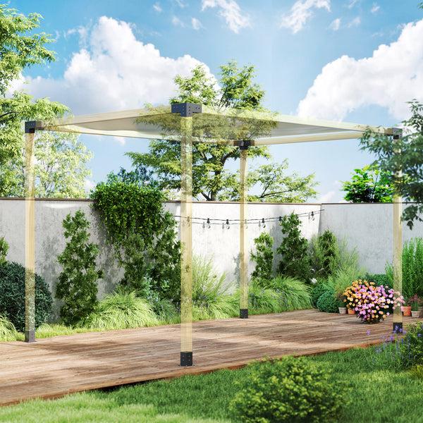 Outsunny 8PCS DIY Pergola Kit Brackets For 3.6"x3.6" Lumber 3-Way & 4-Way Corners