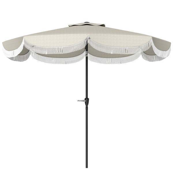 Outsunny 9' Outdoor Umbrella With UPF 30+ Vented Canopy & Push Tilt Light Gray