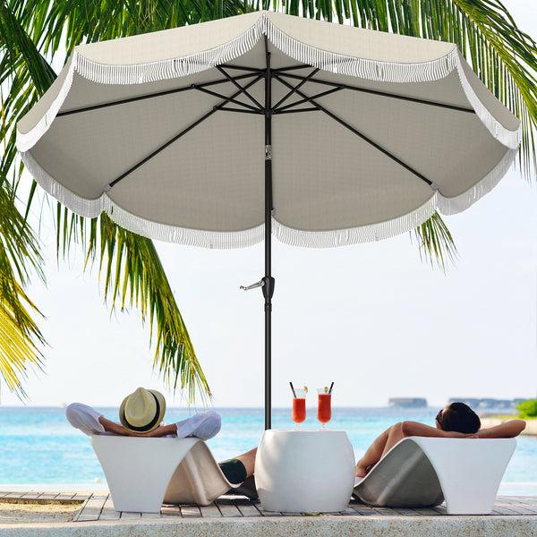 Outsunny 9' Outdoor Umbrella With UPF 30+ Vented Canopy & Push Tilt Light Gray