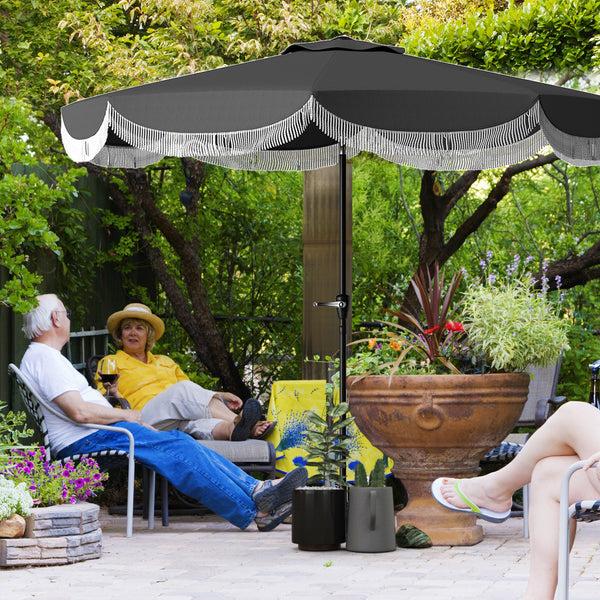 Outsunny 9' Outdoor Umbrella With UPF 30+ Vented Canopy & Push Tilt Charcoal Gray