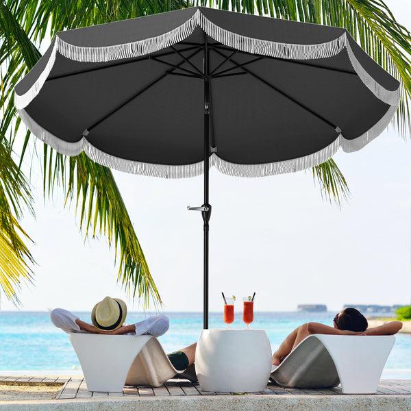 Outsunny 9' Outdoor Umbrella With UPF 30+ Vented Canopy & Push Tilt Charcoal Gray