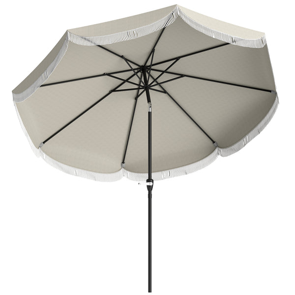 outsunny 9' Outdoor Umbrella with UPF 30+ Vented Canopy & Push Tilt Light Gray