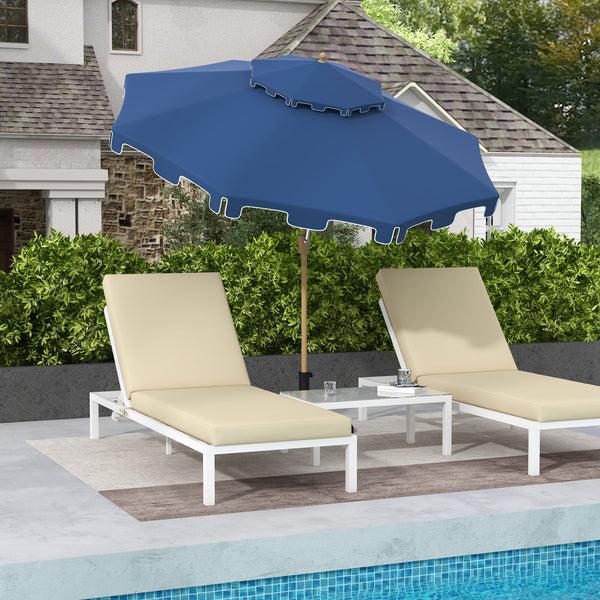 Outsunny 9' Patio Umbrella With Push Button Tilt And Crank Outdoor Umbrella With 8 Ribs Dark Blue