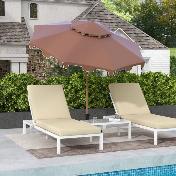 Outsunny 9' Patio Umbrella With Push Button Tilt And Crank Outdoor Umbrella With 8 Ribs Brown