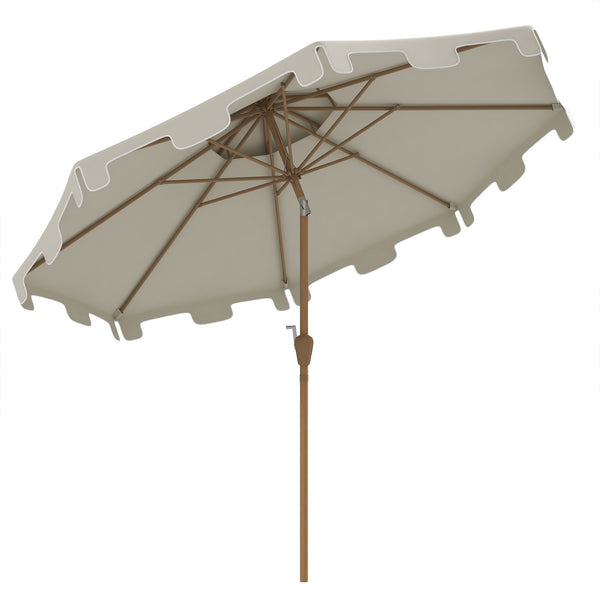 outsunny 9' Patio Umbrella with Push Button Tilt and Crank Outdoor Umbrella with 8 Ribs Cream White