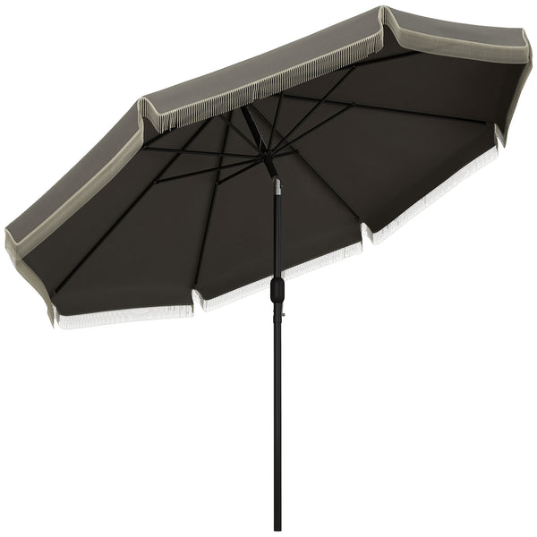 outsunny 9' Patio Umbrella with Tilt & Crank Ruffled Edge 8 Ribs Dark Gray outsunny 9' Patio Umbrella with Tilt & Crank Ruffled Edge 8 Ribs Dark Gray
