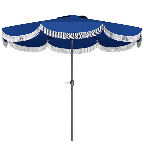 Outsunny 9' UV-Protection Patio Umbrella With Crank Vented Canopy & Push-Button Tilt Navy Blue