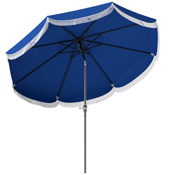 outsunny 9' UV-Protection Patio Umbrella with Crank Vented Canopy & Push-Button Tilt Navy Blue