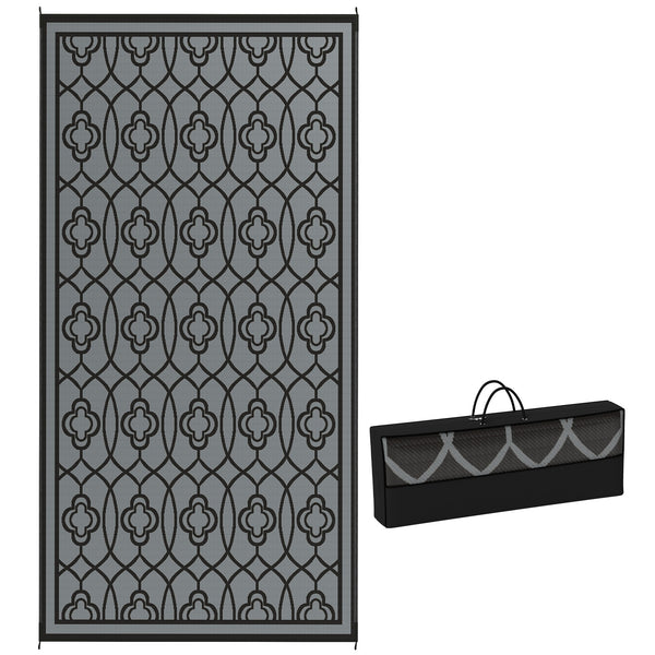 outsunny 9' x 18' Reversible Waterproof Outdoor Rug Black & Gray outsunny 9' x 18' Reversible Waterproof Outdoor Rug Black & Gray