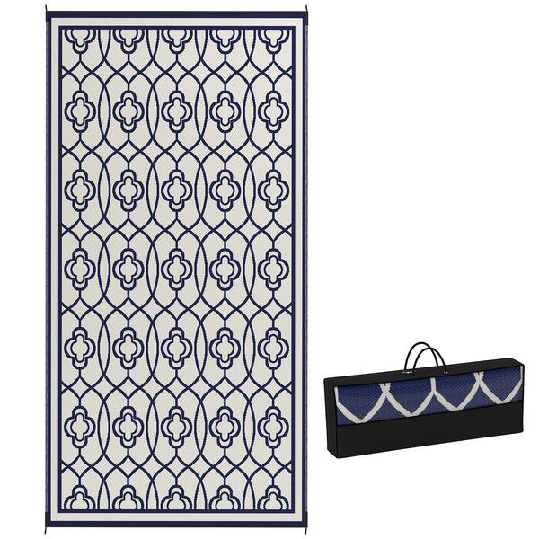 outsunny 9' x 18' Reversible Waterproof Outdoor Rug Blue & White Lantern outsunny 9' x 18' Reversible Waterproof Outdoor Rug Blue & White Lantern