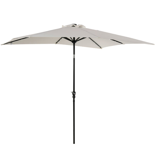 outsunny 9' x 7' Patio Umbrella with Crank Solar LED Lights 45° Tilt Push-Button Operation White