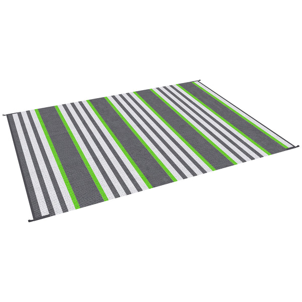 Outsunny 9' X12' Waterproof Outdoor Rug Portable RV Camping & Beach Mat In Green & Gray Stripes
