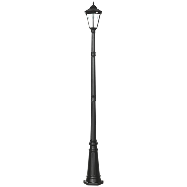 Outsunny 94.5" Solar-Powered Vintage Street Light With Motion Sensor & Dusk-to-Dawn Black Aluminum