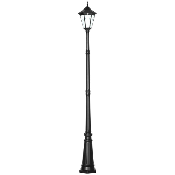 outsunny 94.5" Solar-Powered Vintage Street Light with Motion Sensor & Dusk-to-Dawn Black Aluminum