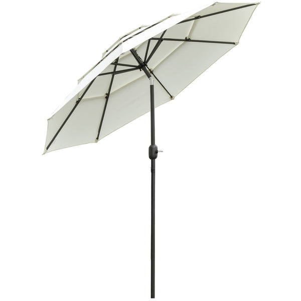 outsunny 9FT 3-Tier Patio Umbrella with Push-Button Tilt Beige