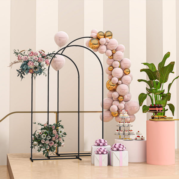 Outsunny 7/6.5/6ft Metal Arch Stand Set Of 3 - Black