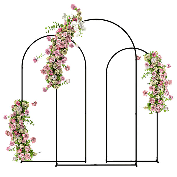 outsunny 7/6.5/6ft Metal Arch Stand Set of 3 - Black