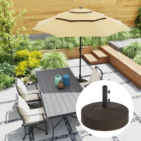 Outsunny Patio Umbrella Base Holder Heavy Duty Outdoor Umbrella Stand Base Filled Up To 66lbs With Stand Or 55lbs With Water For Garden Poolside Brown