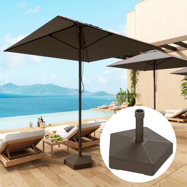 Outsunny Patio Umbrella Base Holder Heavy Duty Outdoor Umbrella Stand Base Filled Up To 42lbs With Stand Or 33lbs With Water For Garden Poolside Brown