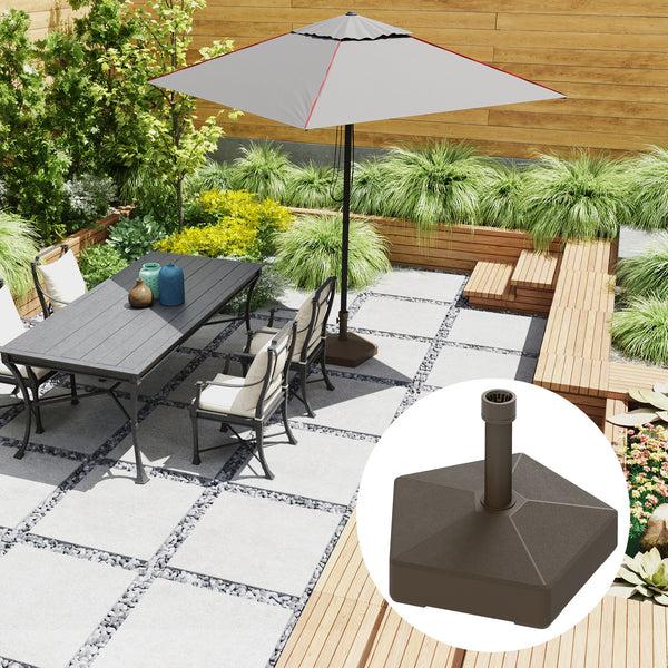Outsunny Patio Umbrella Base Holder Heavy Duty Outdoor Umbrella Stand Base Filled Up To 42lbs With Stand Or 33lbs With Water For Garden Poolside Brown