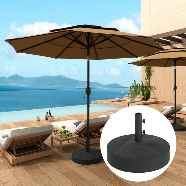 Outsunny Patio Umbrella Base Holder Heavy Duty Outdoor Umbrella Stand Base Filled Up To 66lbs With Stand Or 55lbs With Water For Garden Poolside Black