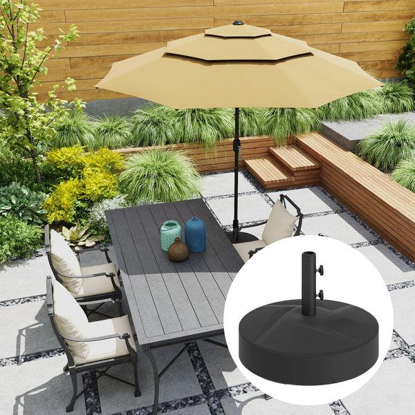 Outsunny Patio Umbrella Base Holder Heavy Duty Outdoor Umbrella Stand Base Filled Up To 66lbs With Stand Or 55lbs With Water For Garden Poolside Black