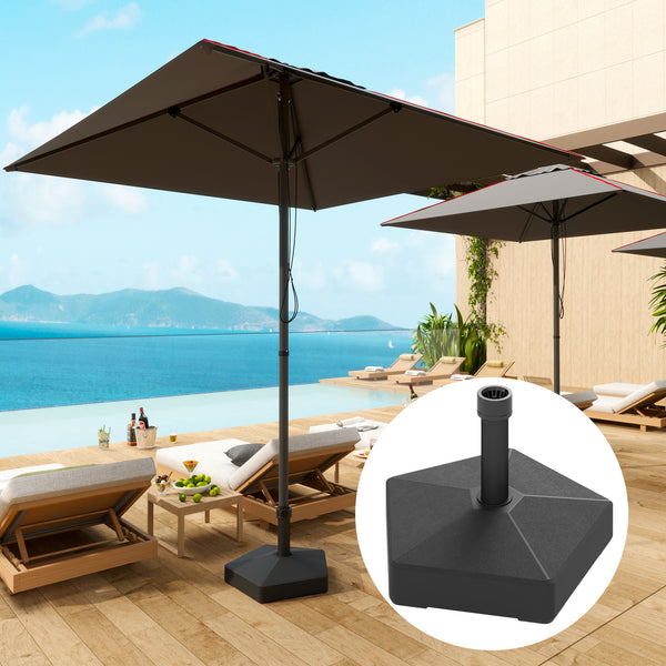 Outsunny Patio Umbrella Base Holder Heavy Duty Outdoor Umbrella Stand Base Filled Up To 42lbs With Stand Or 33lbs With Water For Garden Poolside Black