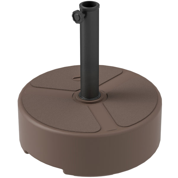 Outsunny Round Patio Umbrella Base Holder Heavy Duty Outdoor Umbrella Stand Base Filled Up To 44lbs With Stand Or 40lbs With Water For Garden Poolside Brown