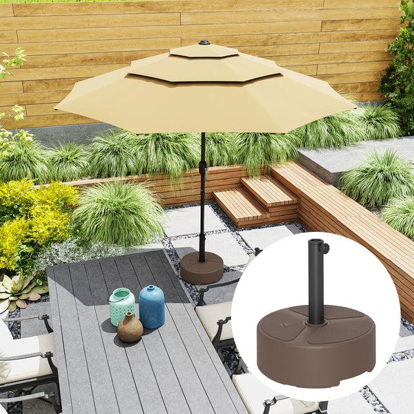 Outsunny Round Patio Umbrella Base Holder Heavy Duty Outdoor Umbrella Stand Base Filled Up To 44lbs With Stand Or 40lbs With Water For Garden Poolside Brown