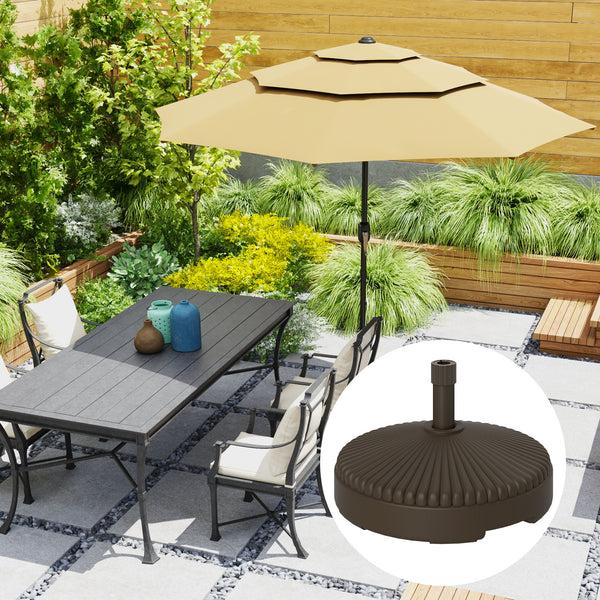 Outsunny Round Patio Umbrella Base Holder Heavy Duty Outdoor Umbrella Stand Base Filled Up To 62lbs With Stand Or 51lbs With Water For Garden Poolside Brown