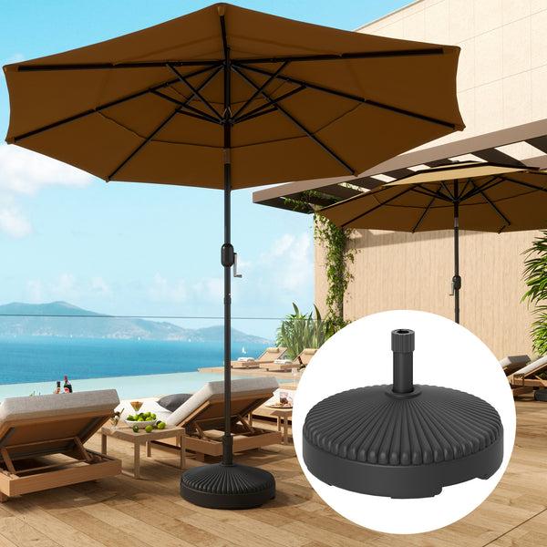 Outsunny Round Patio Umbrella Base Holder Heavy Duty Outdoor Umbrella Stand Base Filled Up To 62lbs With Stand Or 51lbs With Water For Garden Poolside Black