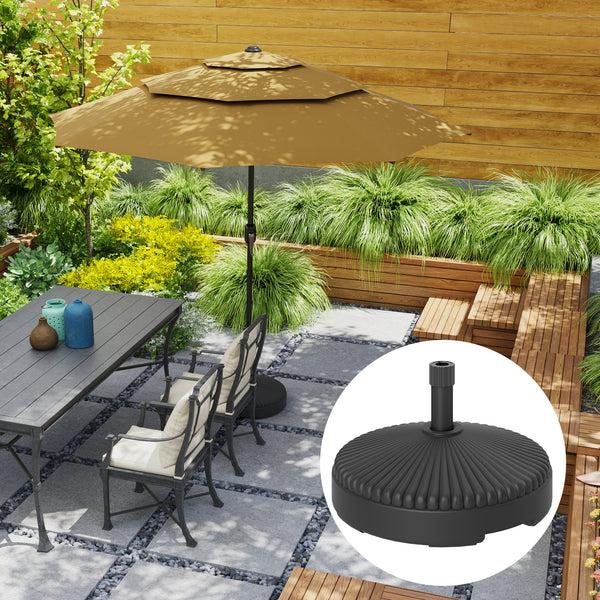 Outsunny Round Patio Umbrella Base Holder Heavy Duty Outdoor Umbrella Stand Base Filled Up To 62lbs With Stand Or 51lbs With Water For Garden Poolside Black