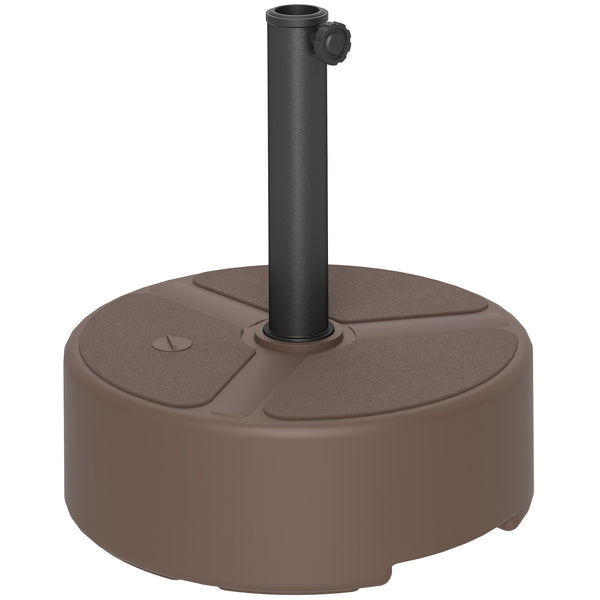 outsunny Round Patio Umbrella Base Holder Heavy Duty Outdoor Umbrella Stand Base Filled Up to 44lbs with Stand or 40lbs with Water for Garden Poolside Brown