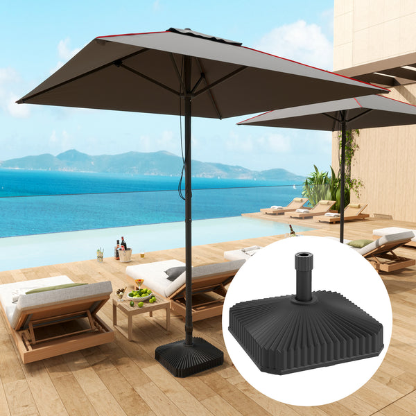 Outsunny Square Patio Umbrella Base Holder Heavy Duty Outdoor Umbrella Stand Base Filled Up To 42lbs With Stand Or 33lbs With Water For Garden Poolside Black