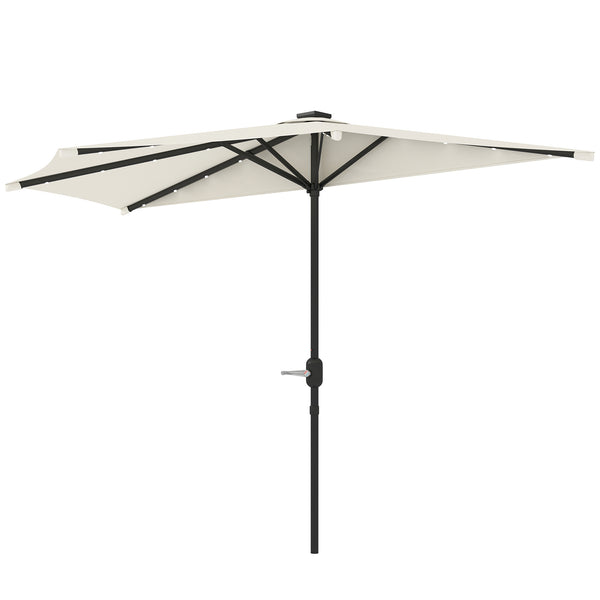 Outsunny UPF 30+ Vented Half Patio Umbrella With Crank & Tilt Cream White