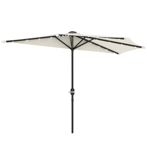 outsunny UPF 30+ Vented Half Patio Umbrella with Crank & Tilt Cream White