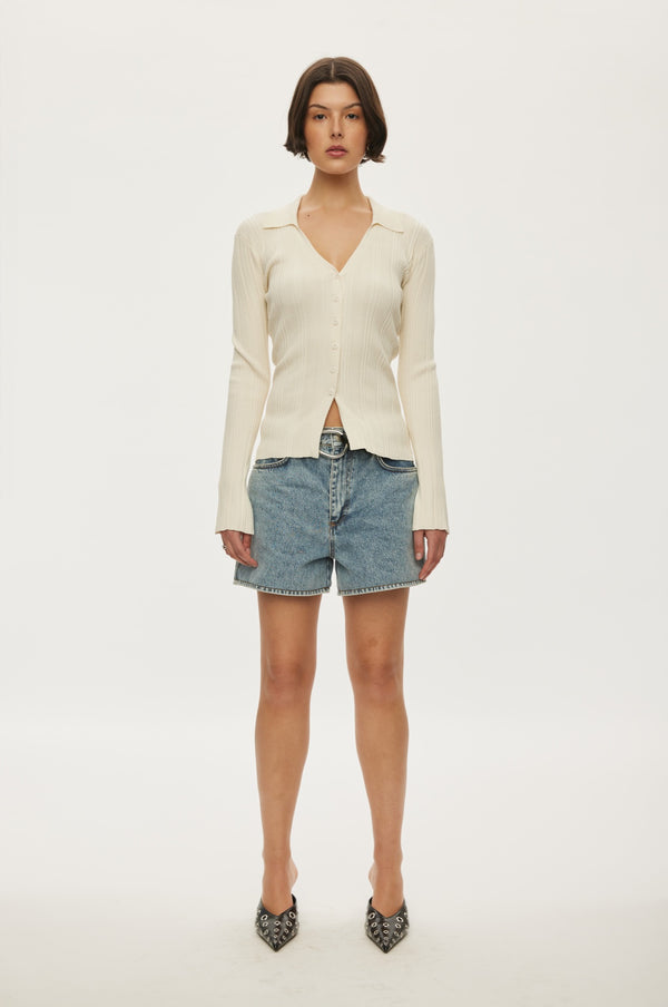 oval square Alga Knit Blouse